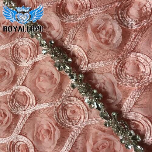 10yards) Wholesale Stunning Silver Glass Sewing On Crystal Beaded Iron On Bridal Sash and Belt Rhinestone Applique Trimmings