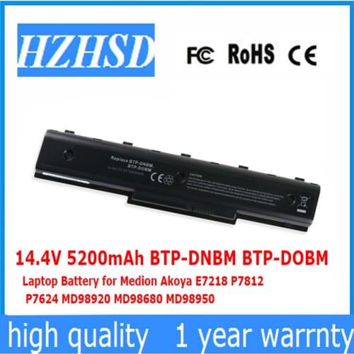14.4V 5200mAh BTP-DNBM BTP-DOBM Laptop Battery for Medion Akoya E7218 P7812 P7624 MD98920 MD98680 MD98950