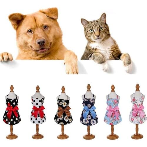 2021 Summer Dog Dress Pet Skirt Butterfly Floral Printed Sleeveless Pullover Cute Pet Dog Clothes Soft Princess Wedding Dresses