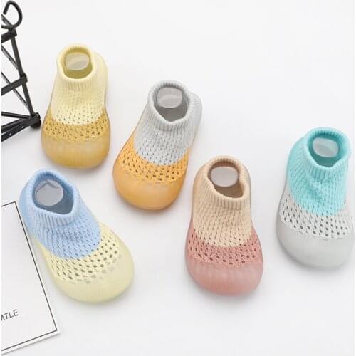 2021 Summer Baby Toddler Big Mesh Shoes Non-Slip Anti-Off Foot Short Floor Knitted First Walker 5Size 0325 KeDing