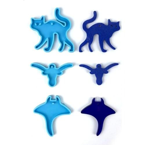 T84A 3 PCS Animal Series Keychain Silicone Mold with Hole Keyring Pendant Handmade Valentines Day Gift Jewelry