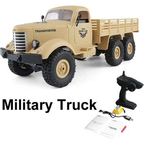 6WD RC Military Truck Off-road Car Inclined Shock Absorbers / Speed Conversion Bright Spotlights Shock Absorbers