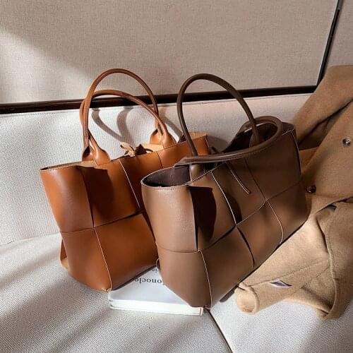 Large Weave Tote Women Handbags Luxury Famous Brand 2021 New Arrival Lady Messenger Bags Shoulder Bags Female Pu Leather