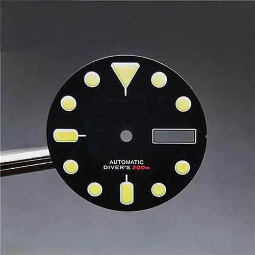 28.5mm Diving Watch Dial Luminous C3 Dial With Date Window For NH35/NH36 Automatic Movement Repair Parts