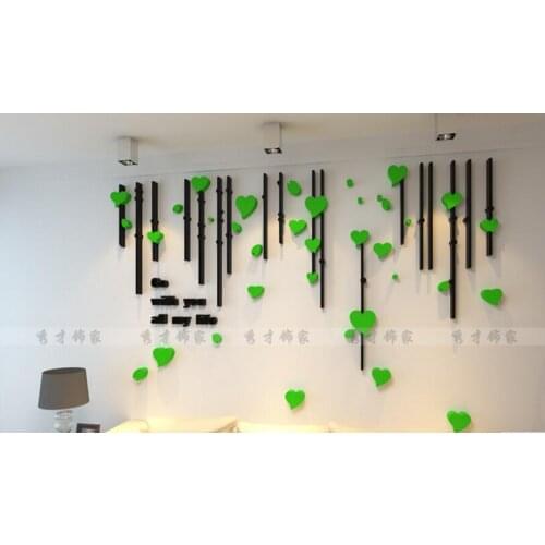 DIY New 3D Love Heart Acrylic Crystal Wall Stickers Acrylic Stickers for Entrance Living Room TV Sofa Backdrop Wall Painting