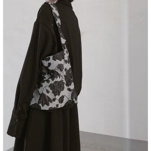 Design Women handbag gold jacquard retro underarm purse women shoulder bag floral lady shopping bag 01-SB-fgyxth