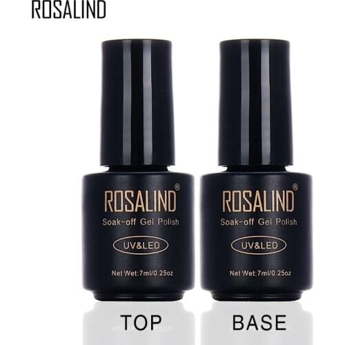 ROSALIND Black Bottle 7ML Top Coat and Bace Coat Gel Nail Polish Nail Art Nail Gel Polish Semi Permanent UV LED Soak-Off Glue