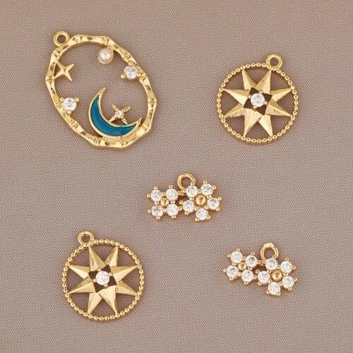 HAOSAW 4Pcs Jewelry Accessories/CZ Charms/Earrings Pendants/Genuine Gold Plating/Jewelry Findings & Components/Hand Made
