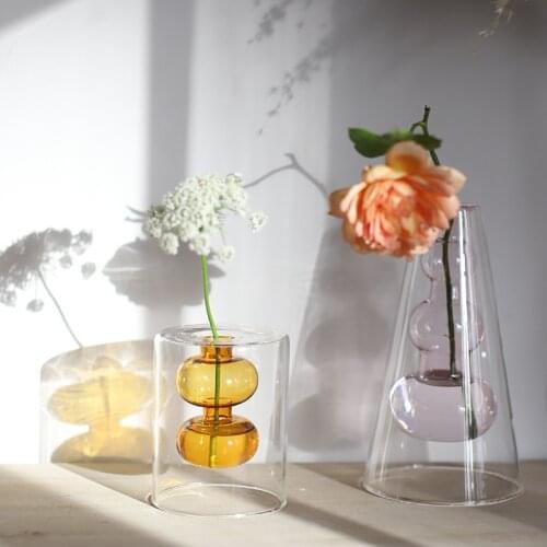 Nordic Ins Hydroponic Round Vase Transparent Glass Spherical Vase Living Room Restaurant Desktop Art Ornaments Home Decoration