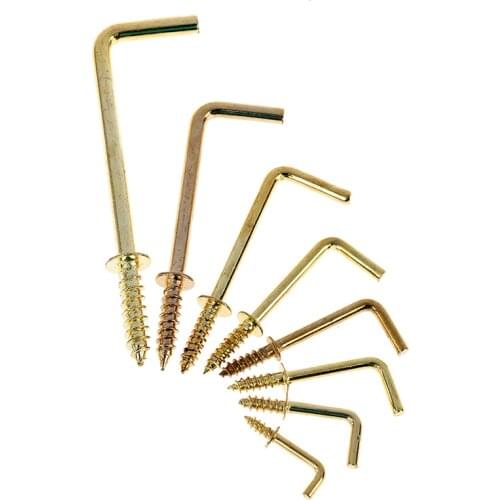 L shape Dresser Cup Hooks Right Angle Screws 7 Style Hanger Gold Yellow Alloy Frame Sheep Eyes Iron Hanging 10pcs