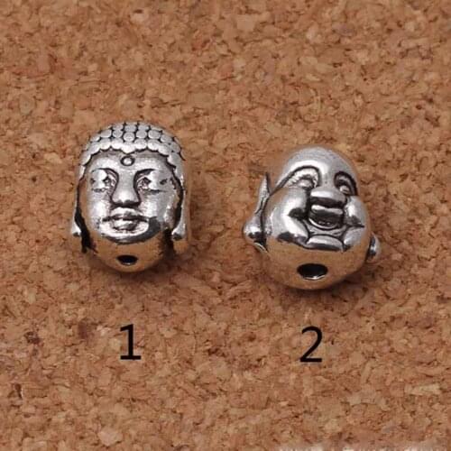 10pcs/lot Tibetan Silver Buddha Head Metal Charm Beads Religious Handmade Spacer Beads DIY Jewelry Making For Women Men Bracelet