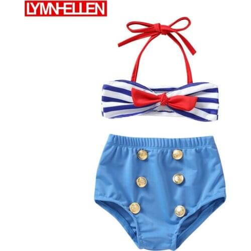 Baby Girls Lovely Bow-knot Sling Tops+Briefs Pants Summer Swimwear Swimsuit Bikini Bathing Suit Kids Child Beachwear