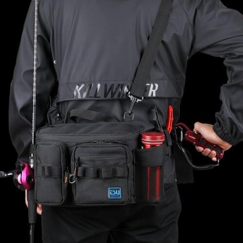 TSURINOYA NEW Multifunction Fishing Bag RX1911 Large Capacity Waterproof Fishing Tackle Protection Hip Bag Outdoor Shoulder Bag