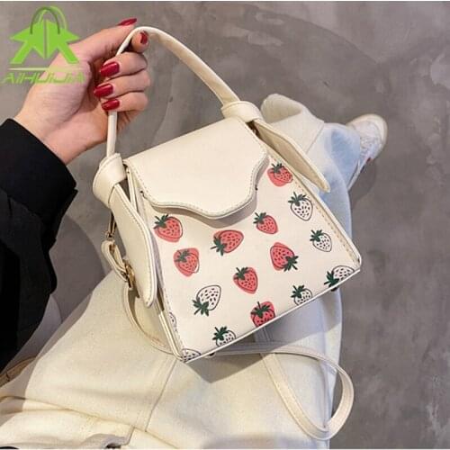 Fashion Printing Design Shoulder Bags Retro All-match Small Messenger Bag 2021 New High Quality Pu Leather Travel Women Handbag