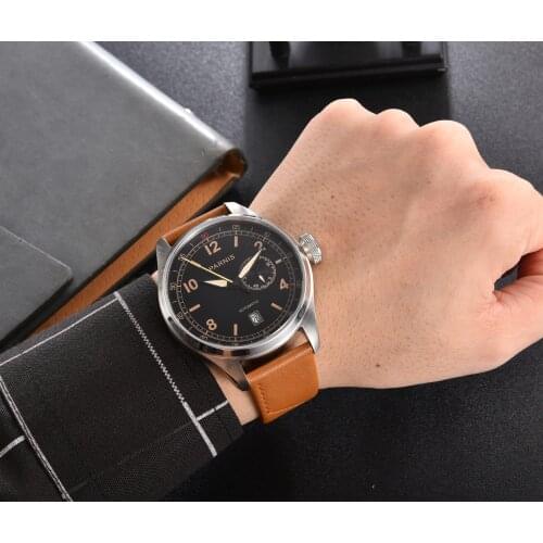 PARNIS New Classic 48mm Manual Male Mechancial Men Watch Automatic Handzhou 2C30 Movement Date Window Leather Band