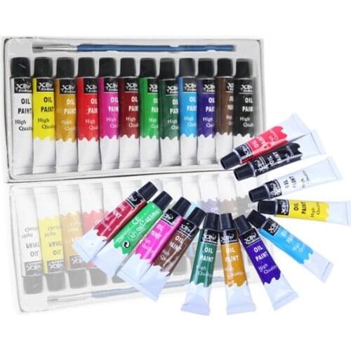 Oil Paint Set 12 Color Tubular Acrylic Art Painting Water Color Oil Paint Pen Suit for Canvas Mat Board Panel Paper
