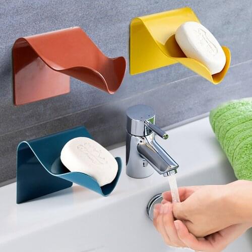 Wall-suction Drain Soap Dish Leafology Decorative Drainage Soap Holder Soap Holder Storage Container Home Bathroom Accessories
