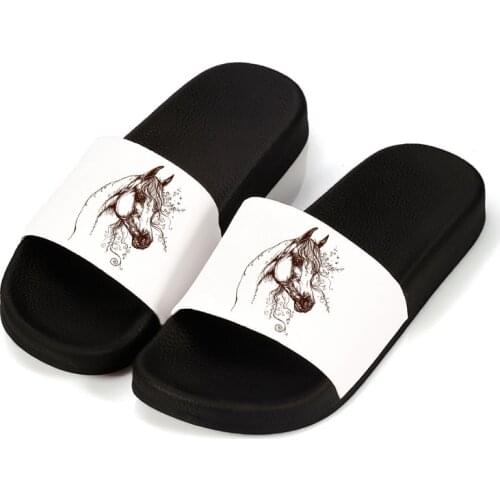 Shoes For Women 2021 Horse Print Slippers Ladies Home Cartoon Non-slip Flip Flops Summer Beach Sandals Female Plus Size 41