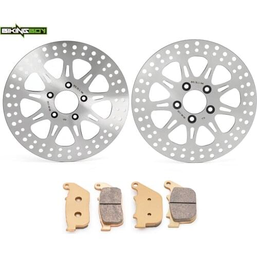 BIKINGBOY Front Rear Brake Discs Rotors Disks Pads XL883 Sportster Standard Custom XLC XLL Low XLR Sportster XLN XLL 07 08 09 10