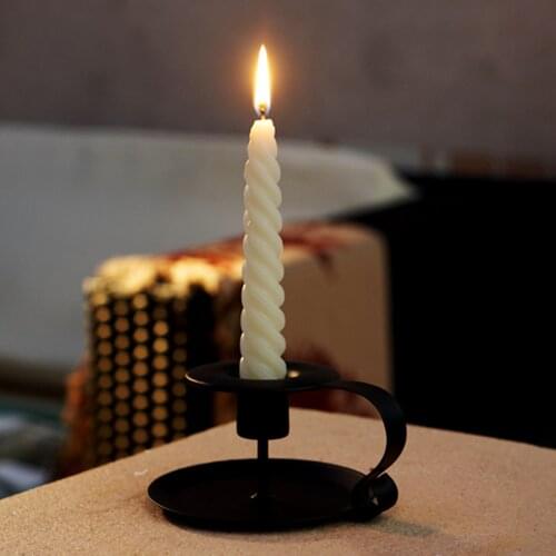 Iron European Style Candlestick Stand Candle Holder Vintage Retro Style Classic Look Taper Holder Matte Black For Wedding