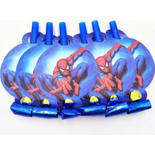 6pcs/set Boys Spiderman Party Supplies Blowouts For Kid Birthday Celebration Party Noise Maker Party Gifts Decoration