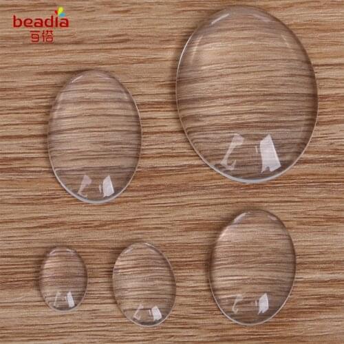 Mix size 10-50pcs/Lot Oval Round Glass Cabochon For Clear Epoxy Adhesive Circles Stickers Resin Patch Dots Bottle Caps Craft DIY