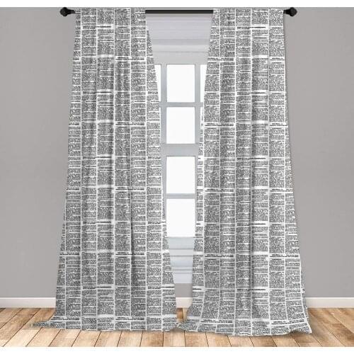 Old Newspaper Curtain Close up View of Aged Journal Page Headings News Articles Columns Window Curtain Living Room Bedroom
