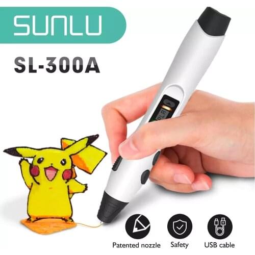 SUNLU SL-300A 3D Printing Pen Support PLA / ABS / PCL Filament Low Temperature 3D Pens Safe To Children Drawing Christmas Gift