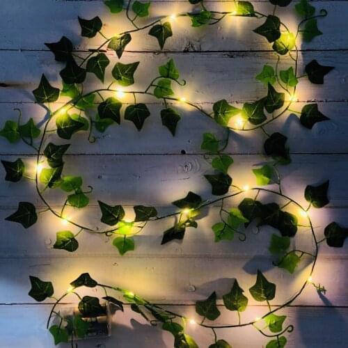 2M Artificial Plant Led String Light Creeper Green Leaf Ivy Vine for Home Wedding Decor Lamp DIY Hanging Garden Christmas Lights