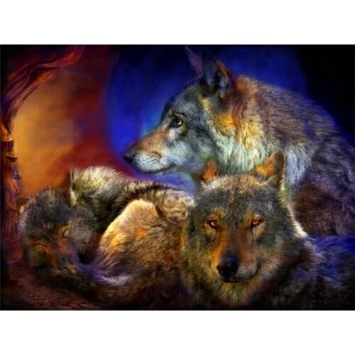 Three wolves picture of rhinestones crafts Needlework diamond painting cross stitch diamond embroidery diamond mosaic A6135R