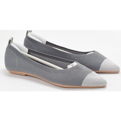 2021new boat shoes knitted wool stretch color matching pointed toe comfortable soft sole ballet flat shoes women singles