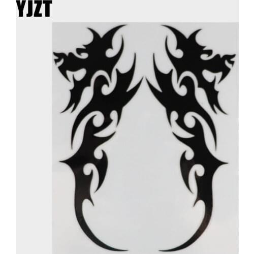 7.1*18.5CM 2x Tribal Dragon Fashion Car Styling Stickers Vinyl Car Body Decorative Decals Black/Silver C9-1004