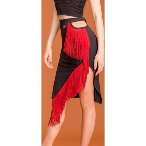 2019 Latin Dance Skirt Women Royal Blue Dance Fringe Skirt Adult Rumba Dancing Skirt Latin Dance Practice Clothes Women BL2255