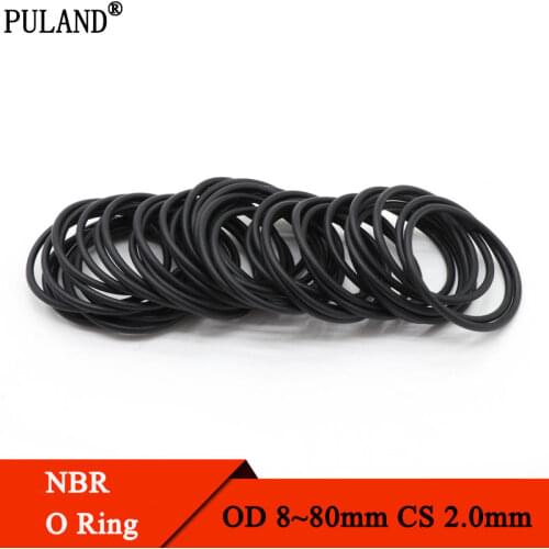 10pcs Black O Ring Gasket CS 2mm OD 8mm ~ 80mm NBR Automobile Nitrile Rubber Round O Type Corrosion Oil Resistant Sealing Washer