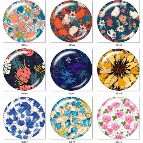 Flower Leaf Floral 10pcs mixed 12mm/18mm/20mm/25mm Round photo glass cabochon demo flat back Making findings B9163