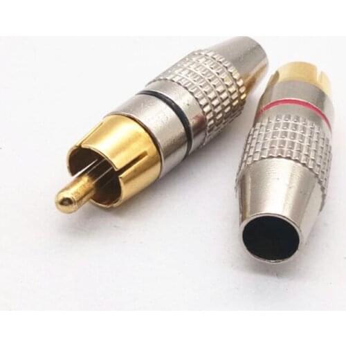 10 Pcs RCA Plug Video Locking Cable Connector Gold Plated