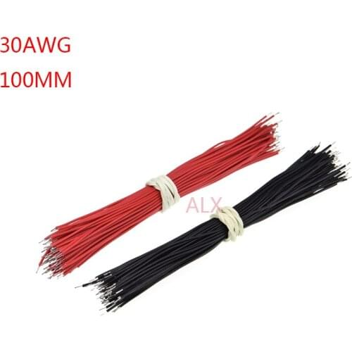100PCS 30AWG 100MM LONG Tin-Plated Breadboard Jumper Cable Flexible Two Ends PVC Electronic conductor Wire FOR PCB