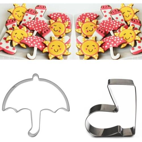 2pcs patisserie reposteria Umbrella Boots Cookie Cutter Metal Mold Fondant Cake Decor Tools Biscuit Pastry Shop Paste Gum Mould