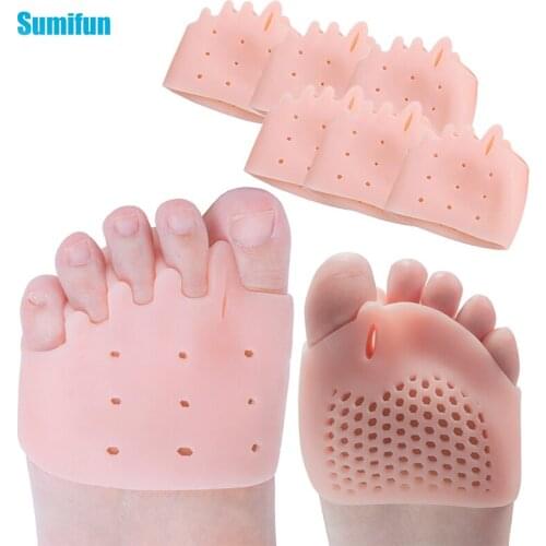 2pcs Toe Separator Forefoot Pads Five-hole Honeycomb Soft Gel Pain Relief Insoles Prevent Feet Callus Blisters Corn C1533