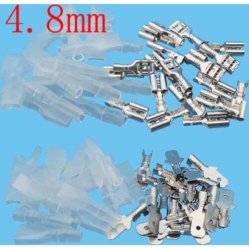 20Sets 4.8mm Crimp Terminal Male Female Spade Connector Spade Wire Crimp Terminal Block with Insulating Sleeve