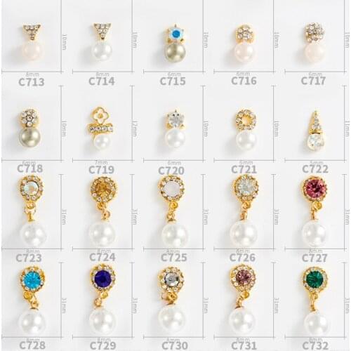 20pcs High Quality New Pearl Jewelry Pendant Alloy Rhinestone 3D Fashion Charm DIY Nail Supplies Decorative Accessories
