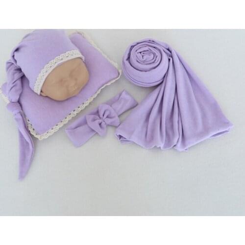 4 Pcs/set Baby Infants Photo Accessories Soft Cotton Lace Hat Pillow Headband Wrap Set Newborn Photography Props