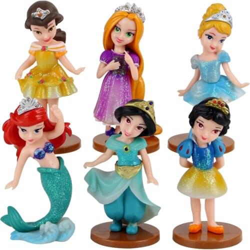 6Pcs/Lot 9cm Figure Toy With Pink Kid Toys Gift Or Cake Decoration