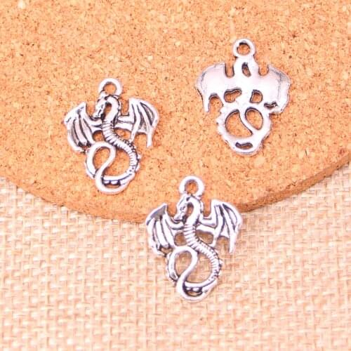 98pcs metal antique alloy charm tibetan silver dragon pendant fit jewelry making 16*12mm