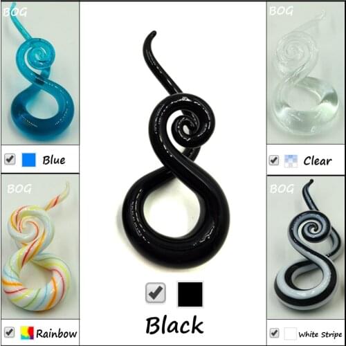 BOG- 1 Pair Glass Spiral Ear Taper Stretcher Twist Earlet Tunnel Plugs Expander Gauges Piercing Earring Body Jewelry