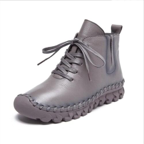 High-Top Womens Shoes Fashion Thick-Soled Leather warm Comfortable Womens Boots Autumn Winter New Retro Wild Casual flat Boots