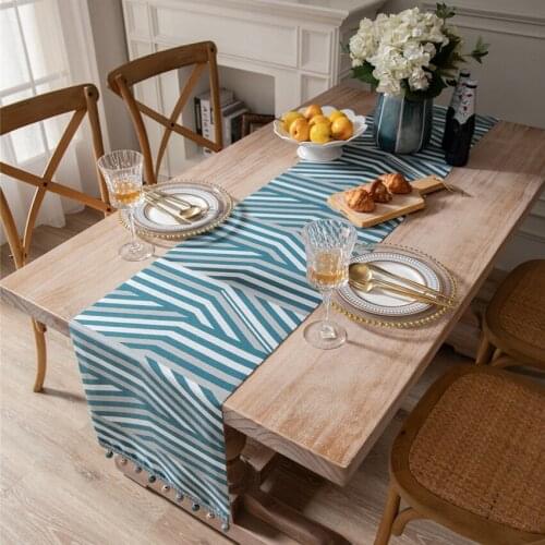 Household Polyester Table Runner Beads Desktop Table Cover Geometric Printed Rectangle Home Dining Table Decoration Tafelloper