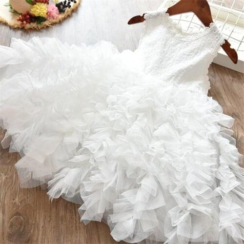 Girl Birthday Clothing 3 8Y Summer Kids Dresses For Girls Tutu Fluffy Cake Smash Dress Elegant Princess Party Wedding Dress