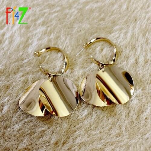 F.J4Z New Trend Earrings for Women Golden Circle Charms Statement Earring Anti-allergic Geo party Jewelry Gifts Dropship