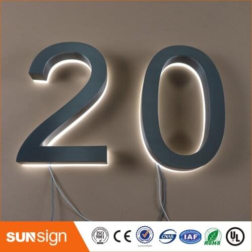 H 25cm Custom Apartment LED Numbers name size stainless steel